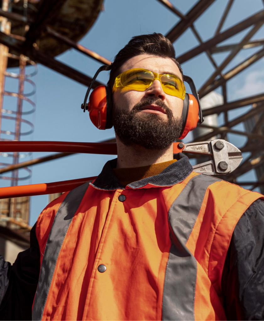 Engineer wear headphone and sunglasses